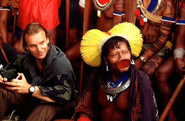 Raoni Metuktire y Sting